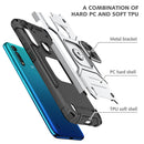 For Motorola Moto G8 Power Lite Magnetic Armor Shockproof TPU + PC Case with Metal Ring Holder(Silver)