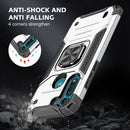 For Motorola Moto G8 Power Lite Magnetic Armor Shockproof TPU + PC Case with Metal Ring Holder(Silver)