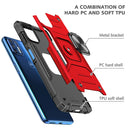 For Motorola Moto G9 Plus Magnetic Armor Shockproof TPU + PC Case with Metal Ring Holder(Red)