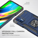 For Motorola Moto G9 Plus Magnetic Armor Shockproof TPU + PC Case with Metal Ring Holder(Blue)