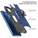 For Motorola Moto G9 Plus Magnetic Armor Shockproof TPU + PC Case with Metal Ring Holder(Blue)