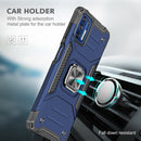 For Motorola Moto G9 Plus Magnetic Armor Shockproof TPU + PC Case with Metal Ring Holder(Blue)