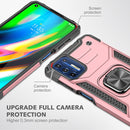 For Motorola Moto G9 Plus Magnetic Armor Shockproof TPU + PC Case with Metal Ring Holder(Rose Gold)