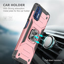 For Motorola Moto G9 Plus Magnetic Armor Shockproof TPU + PC Case with Metal Ring Holder(Rose Gold)