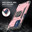 For Motorola Moto G9 Plus Magnetic Armor Shockproof TPU + PC Case with Metal Ring Holder(Rose Gold)