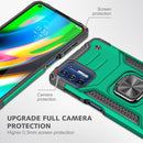 For Motorola Moto G9 Plus Magnetic Armor Shockproof TPU + PC Case with Metal Ring Holder(Dark Green)