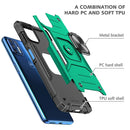 For Motorola Moto G9 Plus Magnetic Armor Shockproof TPU + PC Case with Metal Ring Holder(Dark Green)