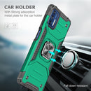 For Motorola Moto G9 Plus Magnetic Armor Shockproof TPU + PC Case with Metal Ring Holder(Dark Green)