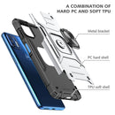 For Motorola Moto G9 Plus Magnetic Armor Shockproof TPU + PC Case with Metal Ring Holder(Silver)