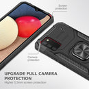 For Samsung Galaxy A02s(EU Version) Magnetic Armor Shockproof TPU + PC Case with Metal Ring Holder(Black)