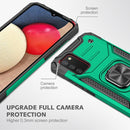 For Samsung Galaxy A02s(EU Version) Magnetic Armor Shockproof TPU + PC Case with Metal Ring Holder(Dark Green)