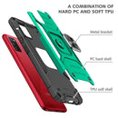 For Samsung Galaxy A02s(EU Version) Magnetic Armor Shockproof TPU + PC Case with Metal Ring Holder(Dark Green)