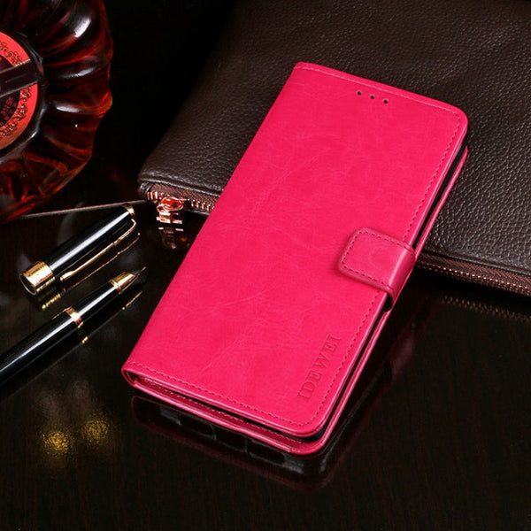 For TCL 20 SE idewei Crazy Horse Texture Horizontal Flip Leather Case with Holder & Card Slots & Wallet(Rose Red)