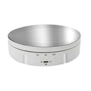 14.6cm USB Electric Rotating Turntable Display Stand Video Shooting Props Turntable for Photography, Load: 10kg(White Mirror)