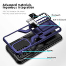 For Samsung Galaxy A52 4G / 5G Armor 2 in 1 PC + TPU Magnetic Shockproof Case with Foldable Holder(Blue)