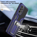 For Samsung Galaxy A52 4G / 5G Armor 2 in 1 PC + TPU Magnetic Shockproof Case with Foldable Holder(Blue)