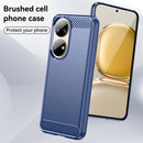 For Huawei P50 Pro Brushed Texture Carbon Fiber TPU Case(Blue)