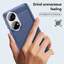 For Huawei P50 Pro Brushed Texture Carbon Fiber TPU Case(Blue)
