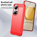 For Huawei P50 Pro Brushed Texture Carbon Fiber TPU Case(Red)