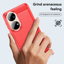 For Huawei P50 Pro Brushed Texture Carbon Fiber TPU Case(Red)