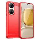 For Huawei P50 Pro Brushed Texture Carbon Fiber TPU Case(Red)