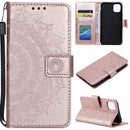 Totem Flower Embossed Horizontal Flip TPU + PU Leather Case with Holder & Card Slots & Wallet For iPhone 11 Pro(Rose Gold)