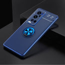 For vivo X60 Pro Plus Metal Ring Holder 360 Degree Rotating TPU Case(Blue+Blue)