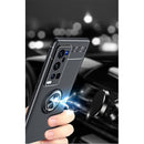 For vivo X60 Pro Plus Metal Ring Holder 360 Degree Rotating TPU Case(Blue+Blue)