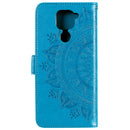 For Xiaomi Redmi Note 9 Totem Flower Embossed Horizontal Flip TPU + PU Leather Case with Holder & Card Slots & Wallet(Blue)