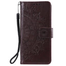 For Xiaomi Redmi Note 9 Totem Flower Embossed Horizontal Flip TPU + PU Leather Case with Holder & Card Slots & Wallet(Brown)