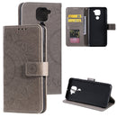 For Xiaomi Redmi Note 9 Totem Flower Embossed Horizontal Flip TPU + PU Leather Case with Holder & Card Slots & Wallet(Grey)