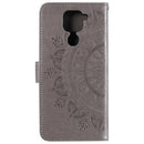 For Xiaomi Redmi Note 9 Totem Flower Embossed Horizontal Flip TPU + PU Leather Case with Holder & Card Slots & Wallet(Grey)