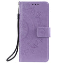 For Xiaomi Redmi Note 9 Totem Flower Embossed Horizontal Flip TPU + PU Leather Case with Holder & Card Slots & Wallet(Purple)