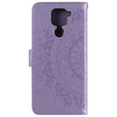 For Xiaomi Redmi Note 9 Totem Flower Embossed Horizontal Flip TPU + PU Leather Case with Holder & Card Slots & Wallet(Purple)