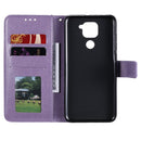 For Xiaomi Redmi Note 9 Totem Flower Embossed Horizontal Flip TPU + PU Leather Case with Holder & Card Slots & Wallet(Purple)
