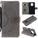For Xiaomi Redmi Note 9T Totem Flower Embossed Horizontal Flip TPU + PU Leather Case with Holder & Card Slots & Wallet(Grey)