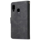 For Galaxy A20e Multifunctional Retro Frosted Horizontal Flip Leather Case with Card Slot & Holder & Zipper Wallet & Photo Frame & Lanyard(Black)