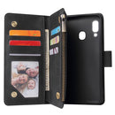 For Galaxy A20e Multifunctional Retro Frosted Horizontal Flip Leather Case with Card Slot & Holder & Zipper Wallet & Photo Frame & Lanyard(Black)