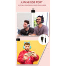 AKZ-022 USB + 3.5mm Port Cat Ear Design Foldable LED Headset with Mic(Black)