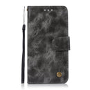 For ZTE Blade V8 Retro Copper Button Crazy Horse Horizontal Flip PU Leather Case with Holder & Card Slots & Wallet & Lanyard(Gray)