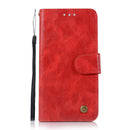 For ZTE Blade V8 Retro Copper Button Crazy Horse Horizontal Flip PU Leather Case with Holder & Card Slots & Wallet & Lanyard(Red)