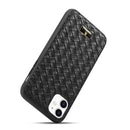 Fierre Shann Leather Texture Phone Back Cover Case For iPhone 11(Woven Black)