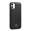 Fierre Shann Leather Texture Phone Back Cover Case For iPhone 11(Ox Tendon Black)