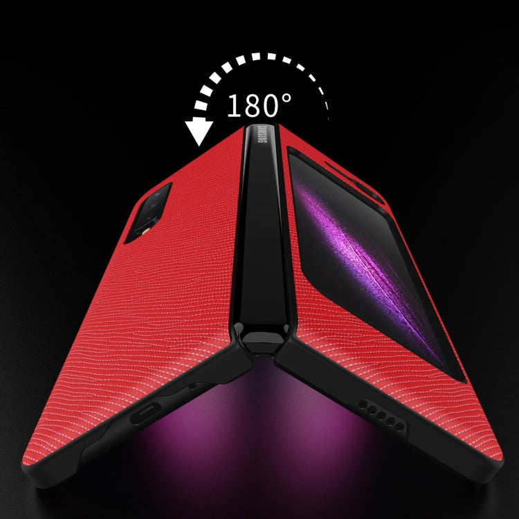 For Samsung Galaxy Fold 5G / Fold 4G Leather Texture + PC Full Coverge Folding Case(Red Cross Texture)