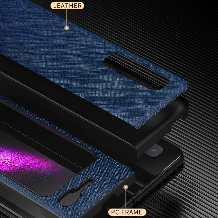 For Samsung Galaxy Fold 5G / Fold 4G Leather Texture + PC Full Coverge Folding Case(Red Cross Texture)