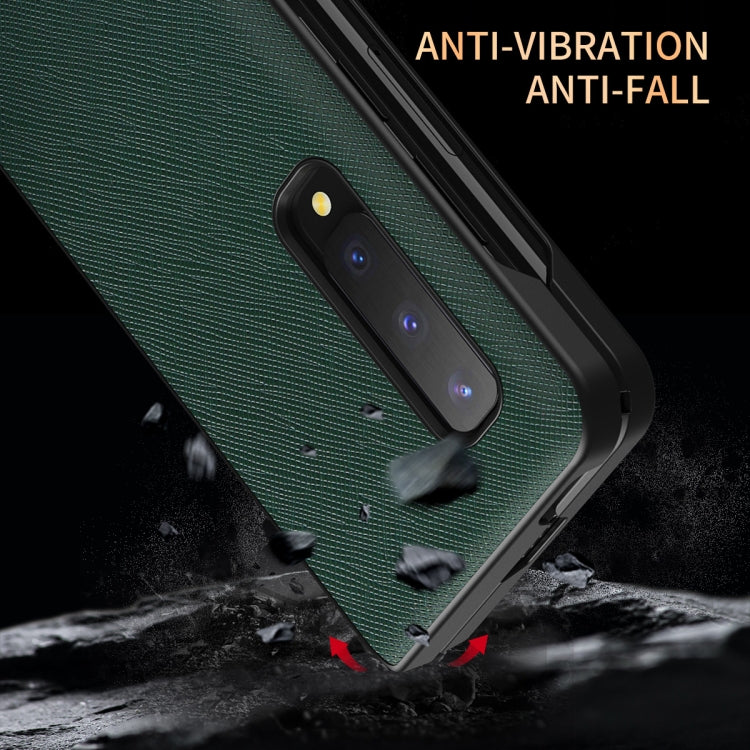 For Samsung Galaxy Fold 5G / Fold 4G Leather Texture + PC Full Coverge Folding Case(Red Cross Texture)