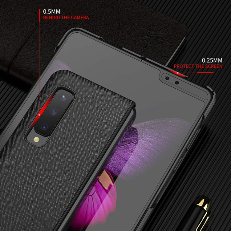 For Samsung Galaxy Fold 5G / Fold 4G Leather Texture + PC Full Coverge Folding Case(Red Cross Texture)
