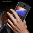 For Motorola Razr 5G Leather Texture + PC Full Coverge Folding Case(Black Cross Texture)