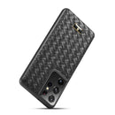 For Samsung Galaxy S21 Ultra 5G Fierre Shann Leather Texture Phone Back Cover Case(Woven Black)