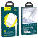 hoco N5 Favor Dual Ports PD 20W USB-C / Type-C + QC 3.0 USB Travel Charger with USB-C / Type-C to 8 Pin Data Cable, EU Plug(White)